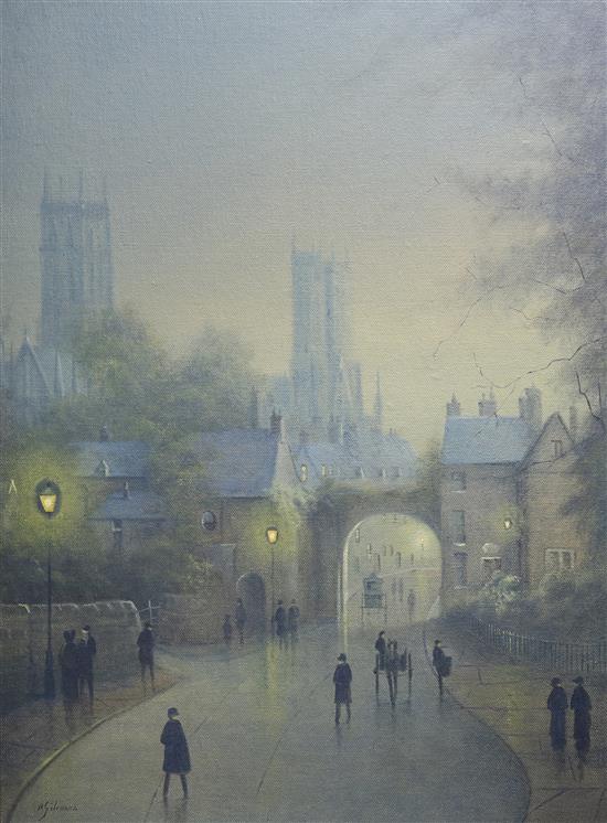 Raymond Gilrenan, oil on board, View of Durham, 49 x 36cm